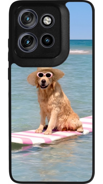 Motorola Moto S50 Case Hülle - Silikon schwarz Summer Dog on Paddle