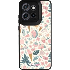 Motorola Moto S50 Case Hülle - Silikon schwarz Sommer Pink Muster