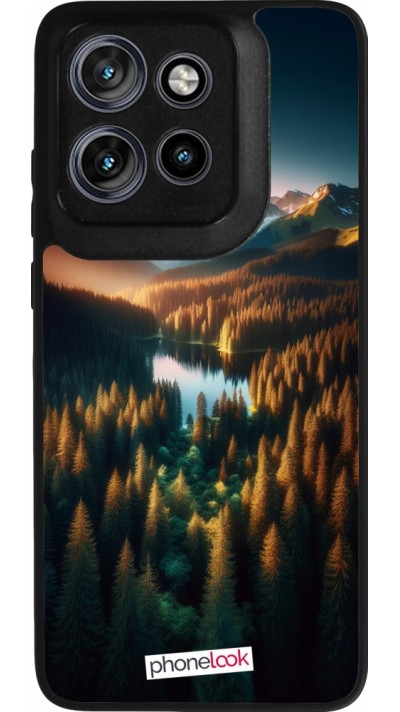 Motorola Moto S50 Case Hülle - Silikon schwarz Sonnenuntergang Waldsee
