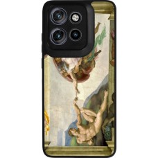 Coque Motorola Moto S50 - Silicone rigide noir Tableau art - La Création d’Adam - Michel-Ange