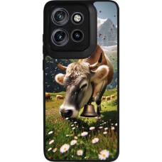 Coque Motorola Moto S50 - Silicone rigide noir Vache montagne Valais