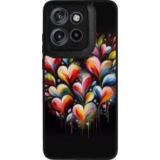 Coque Motorola Moto S50 - Silicone rigide noir Valentine 2024 Coeur Noir Abstrait