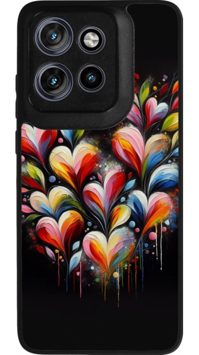 Coque Motorola Moto S50 - Silicone rigide noir Valentine 2024 Coeur Noir Abstrait