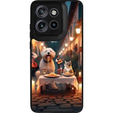 Motorola Moto S50 Case Hülle - Silikon schwarz Valentin 2024 Hund & Katze Kerzenlicht