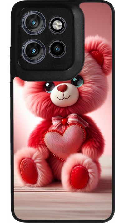 Coque Motorola Moto S50 - Silicone rigide noir Valentine 2024 Ourson rose