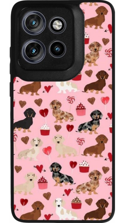 Coque Motorola Moto S50 - Silicone rigide noir Valentine 2024 puppy love