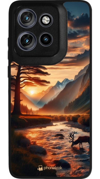 Coque Motorola Moto S50 - Silicone rigide noir Valley Sunset Deer Tree