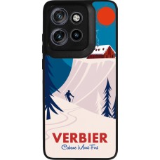 Coque Motorola Moto S50 - Silicone rigide noir Verbier Cabane Mont-Fort