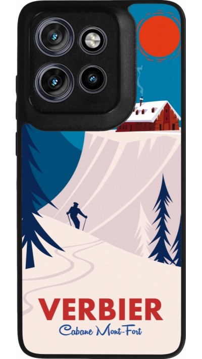 Coque Motorola Moto S50 - Silicone rigide noir Verbier Cabane Mont-Fort