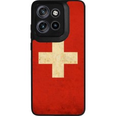 Coque Motorola Moto S50 - Silicone rigide noir Vintage Flag SWISS