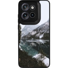 Motorola Moto S50 Case Hülle - Silikon schwarz Winter 22 snowy mountain and lake