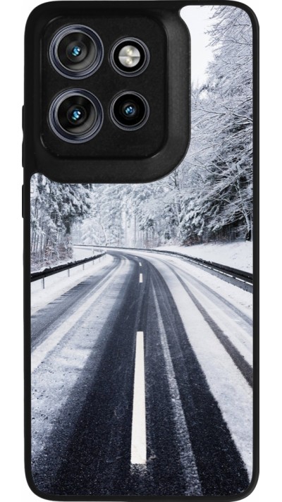 Coque Motorola Moto S50 - Silicone rigide noir Winter 22 Snowy Road