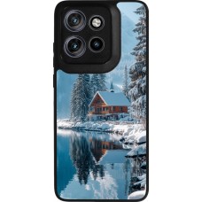 Motorola Moto S50 Case Hülle - Silikon schwarz Winter 25 Winter house forest day