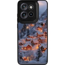 Motorola Moto S50 Case Hülle - Silikon schwarz Winter 25 Winter snowy village