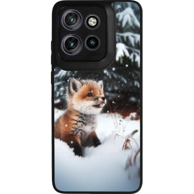 Coque Motorola Moto S50 - Silicone rigide noir Noël 2023 Renardeau sapin