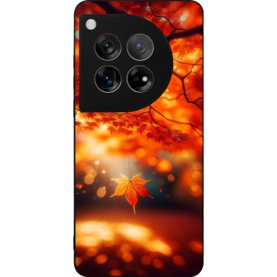 Coque OnePlus 12 - Silicone rigide noir Automne Magique Orange