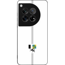 Coque OnePlus 12 - Silicone rigide noir Canton GR blanc