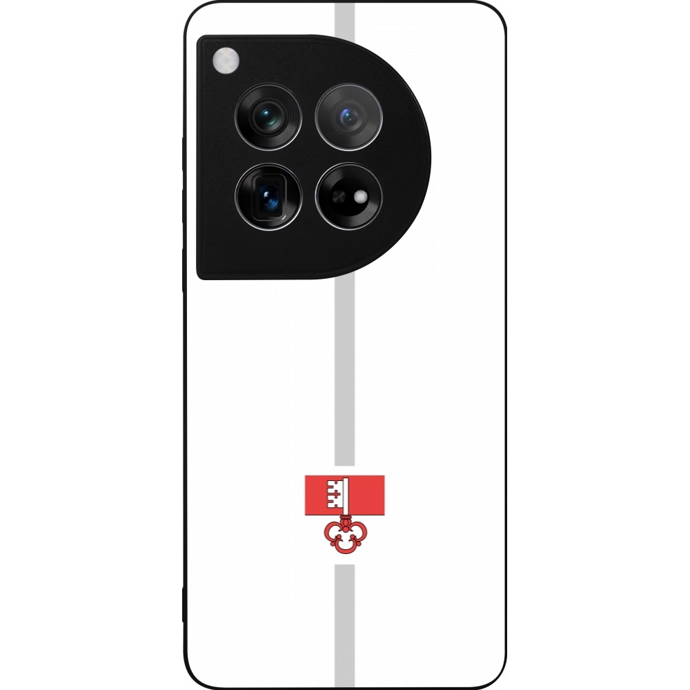 Coque OnePlus 12 - Silicone rigide noir Canton OW blanc