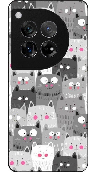 OnePlus 12 Case Hülle - Silikon schwarz Katzenschwärme