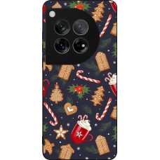 OnePlus 12 Case Hülle - Silikon schwarz Christmas 25 Pattern Gingerbread House