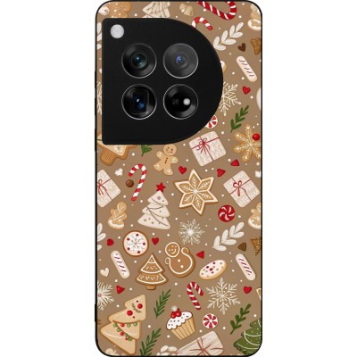 Coque OnePlus 12 - Silicone rigide noir Christmas 25 Pattern Ginger Cookie