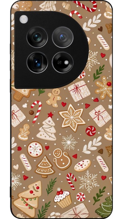 OnePlus 12 Case Hülle - Silikon schwarz Christmas 25 Pattern Ginger Cookie