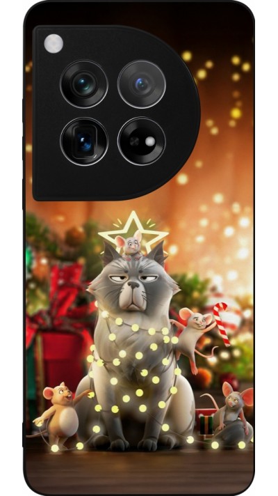 OnePlus 12 Case Hülle - Silikon schwarz Christmas 25 Xmas Cat