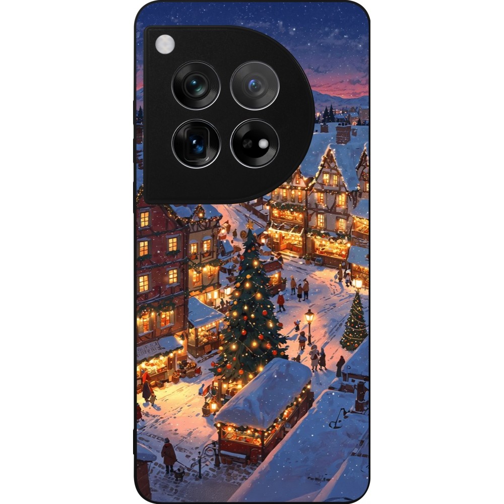 Coque OnePlus 12 - Silicone rigide noir Christmas 25 Xmas Village