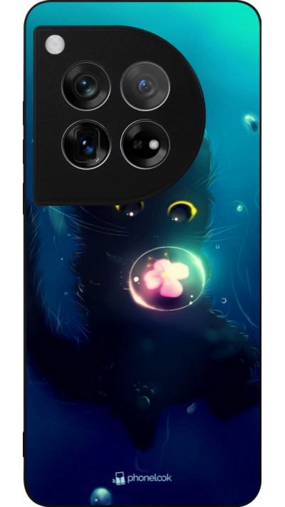 OnePlus 12 Case Hülle - Silikon schwarz Cute Cat Bubble