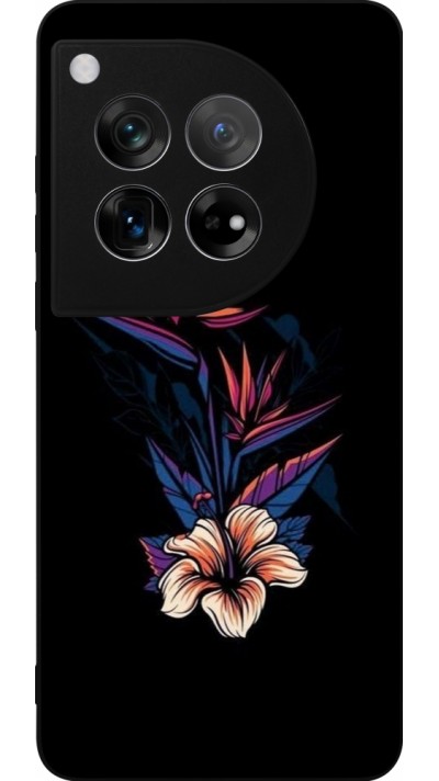 OnePlus 12 Case Hülle - Silikon schwarz Dark Flowers