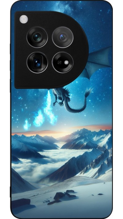 OnePlus 12 Case Hülle - Silikon schwarz Drache nächtliche Berg