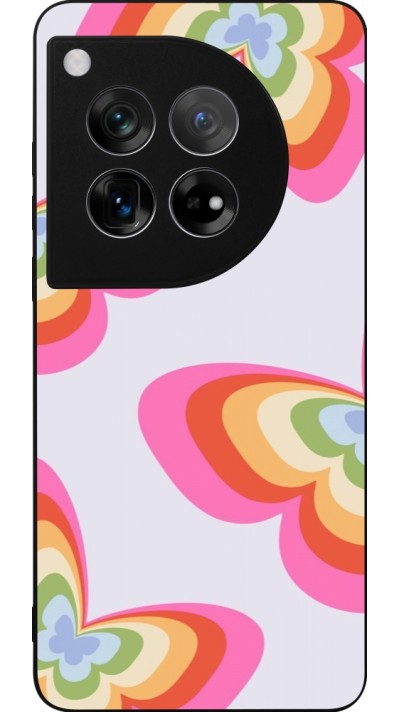 OnePlus 12 Case Hülle - Silikon schwarz Easter 2024 rainbow butterflies