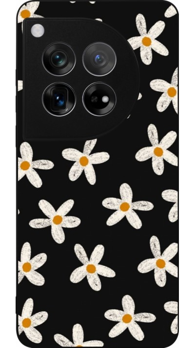 OnePlus 12 Case Hülle - Silikon schwarz Easter 2024 white on black flower