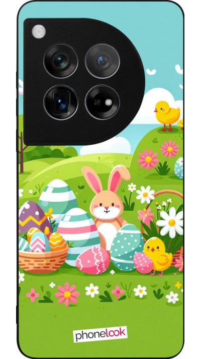 Coque OnePlus 12 - Silicone rigide noir Easter 2025 Green