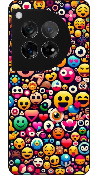 OnePlus 12 Case Hülle - Silikon schwarz Emoji Mix Farbe