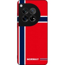 Coque OnePlus 12 - Silicone rigide noir Maillot de football Norvège 2026 personnalisable