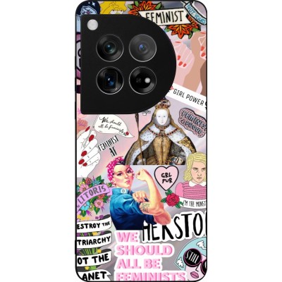 Coque OnePlus 12 - Silicone rigide noir Girl Power Collage