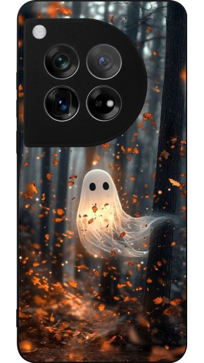 Coque OnePlus 12 - Silicone rigide noir Halloween 2025 Ghost in the forest