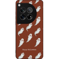 Coque OnePlus 12 - Silicone rigide noir Halloween 2025 Pattern of ghosts