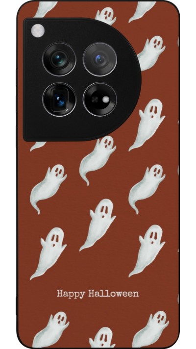 Coque OnePlus 12 - Silicone rigide noir Halloween 2025 Pattern of ghosts