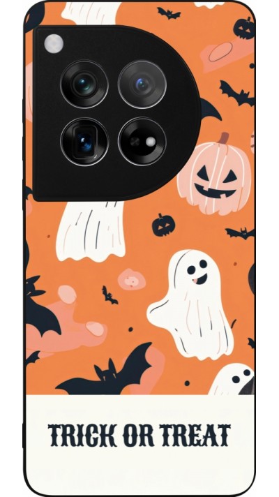 Coque OnePlus 12 - Silicone rigide noir Halloween 2025 Trick treat