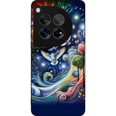OnePlus 12 Case Hülle - Silikon schwarz Fliegender Blumen-Eule