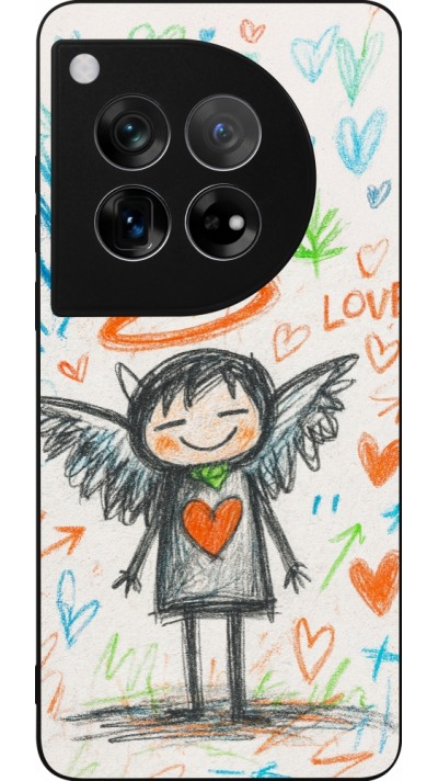 OnePlus 12 Case Hülle - Silikon schwarz Little Angel Sketch Love