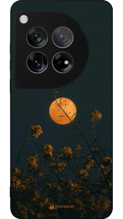OnePlus 12 Case Hülle - Silikon schwarz Moon Flowers