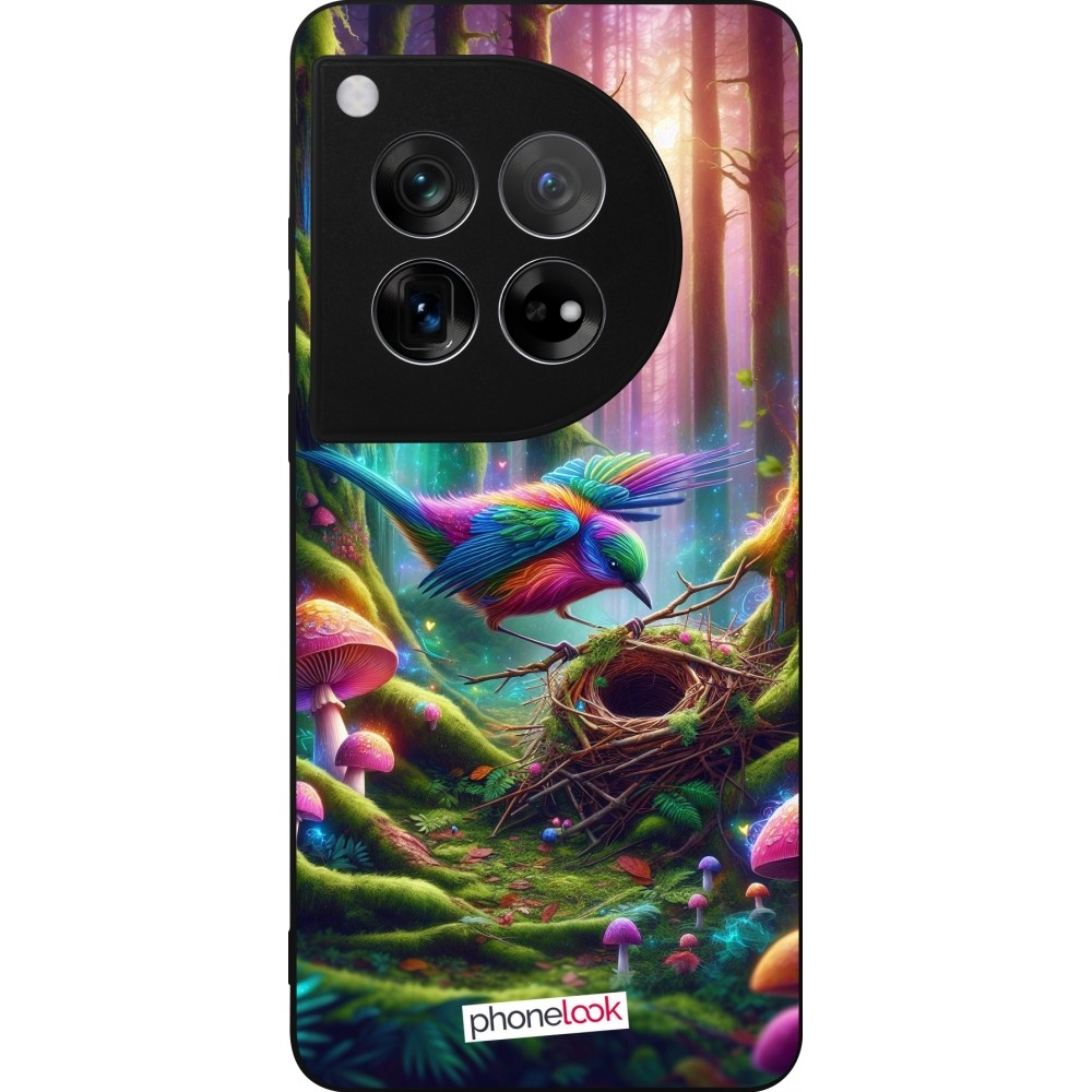 OnePlus 12 Case Hülle - Silikon schwarz Vogel Nest Wald