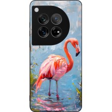 OnePlus 12 Case Hülle - Silikon schwarz Paint Flamingo