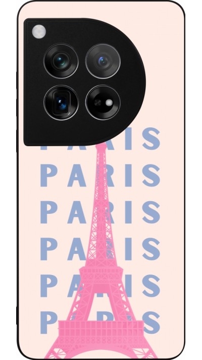 OnePlus 12 Case Hülle - Silikon schwarz Paris Pink Print
