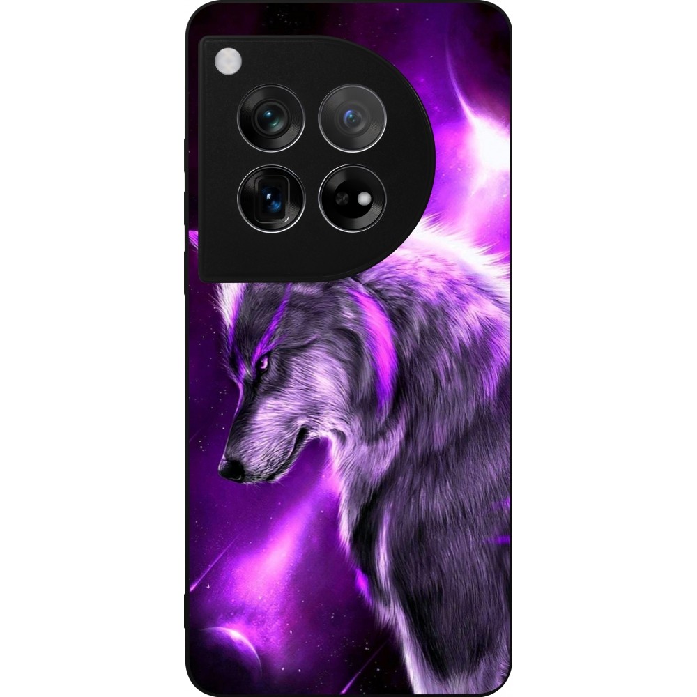 Coque OnePlus 12 - Silicone rigide noir Purple Sky Wolf
