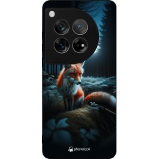 OnePlus 12 Case Hülle - Silikon schwarz Fuchs Mond Wald