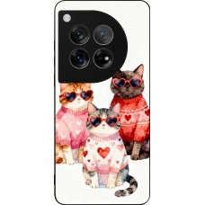 Coque OnePlus 12 - Silicone rigide noir Saint Valentines Day 26 Cat Love